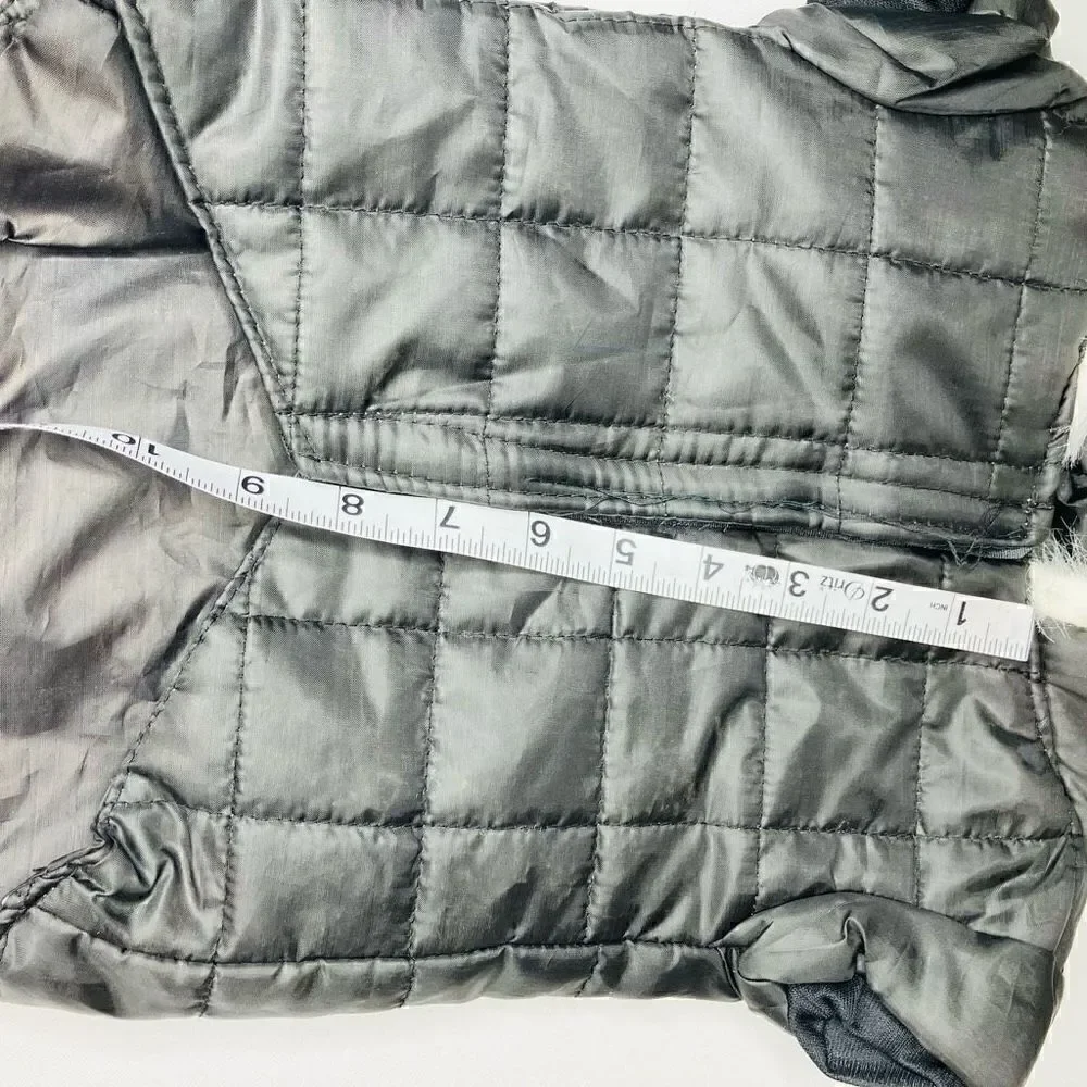 Small Dog Puffer Sleeveless Vel cro Fastened Fur Hoodie In Black